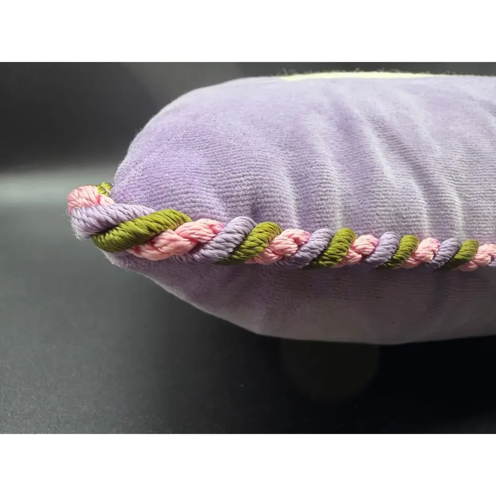 Vintage Needlepoint Pillow Lavender Floral Accent Throw Pillow Handmade 12